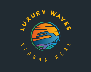 Yacht Sea Sunset logo design