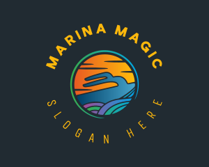 Yacht Sea Sunset logo design