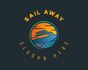 Yacht Sea Sunset logo design