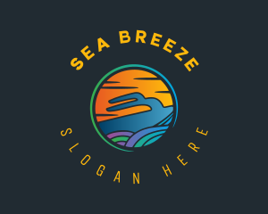 Yacht Sea Sunset logo design