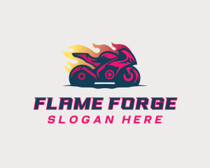 Flaming Racing Motorbike logo design