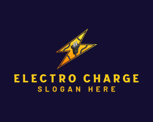 Plug Electricity Lightning logo design