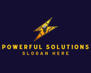 Plug Electricity Lightning logo design