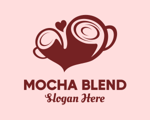 Coffee Cups Heart logo design