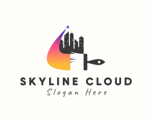 City Skyline Paintbrush logo design