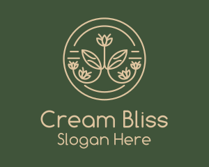 Cream Monoline Flower Badge logo design