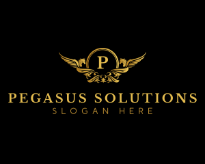 Golden Pegasus Crest logo design