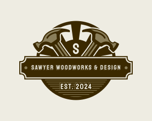 Carpentry Hammer Woodworking logo design