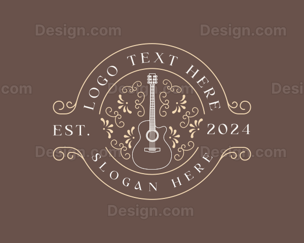 Floral Country Music Guitar Logo