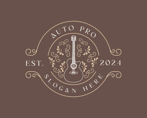 Musical Floral Acoustic Guitar logo