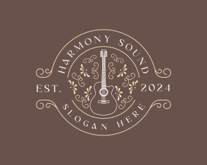 Musical Floral Acoustic Guitar logo
