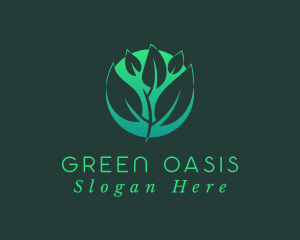 Green Sprout Leaf logo design