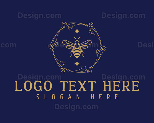 Floral Wreath Bee Logo