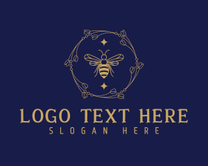 Floral Wreath Bee logo