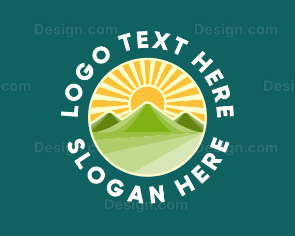 Symmetrical Mountain Sunrise Logo