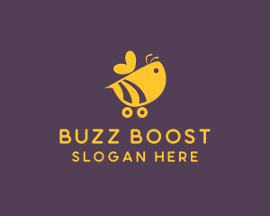 Cute Bumble Bee Car Cart logo design