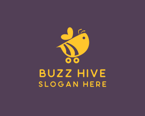 Cute Bumble Bee Car Cart logo design