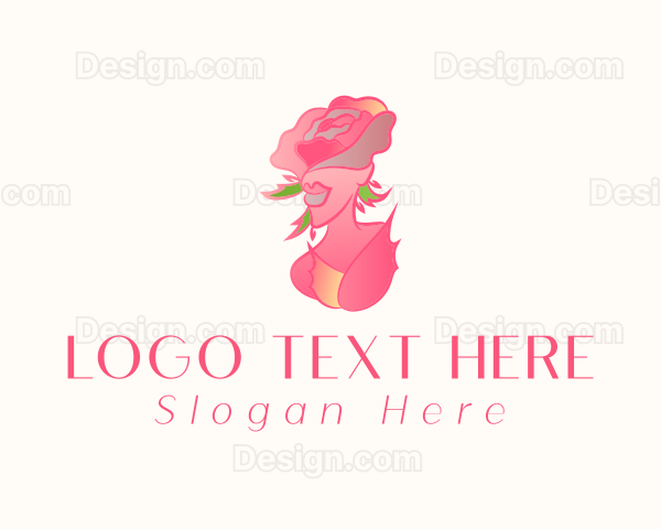 Woman Rose Beauty Logo