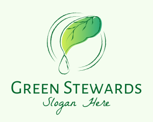 Green Leaf Droplet  logo design