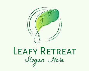 Green Leaf Droplet  logo design