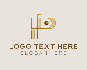 Abstract Golden Letter P logo