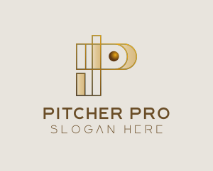 Abstract Golden Letter P logo design