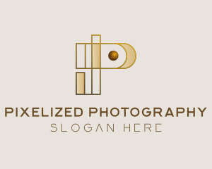 Abstract Golden Letter P logo design