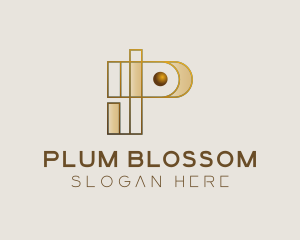 Abstract Golden Letter P logo design