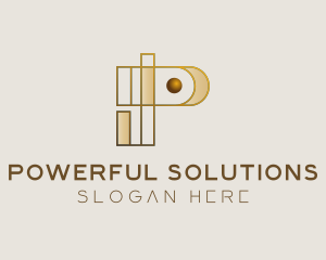 Abstract Golden Letter P logo design