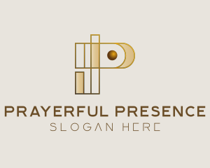 Abstract Golden Letter P logo design