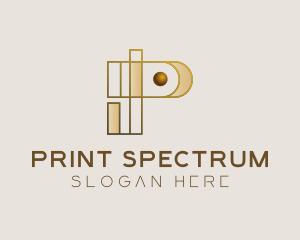 Abstract Golden Letter P logo design