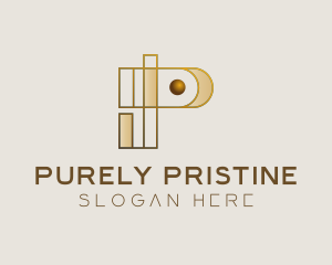 Abstract Golden Letter P logo design