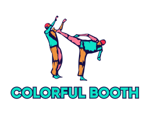 Colorful Karate Kick logo design