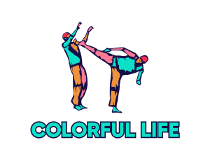 Colorful Karate Kick logo design