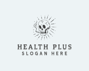 Hipster Skull Smoking logo