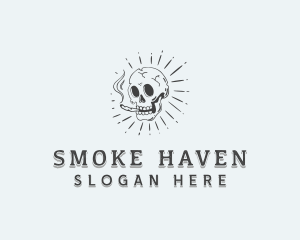 Hipster Skull Smoking logo