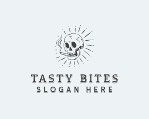 Hipster Skull Smoking logo