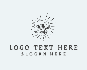 Hipster Skull Smoking logo