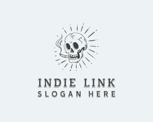 Hipster Skull Smoking logo