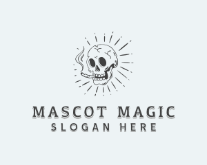 Hipster Skull Smoking logo design