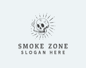 Hipster Skull Smoking logo design