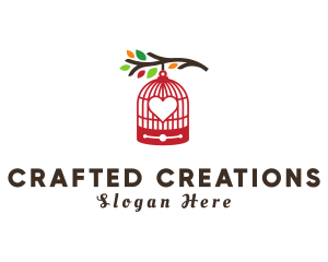 Heart Bird Cage logo design