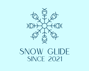 Blue Outline Snow  logo design