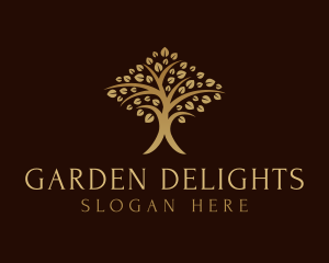 Gold Tree Plant logo design