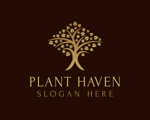 Gold Tree Plant logo design