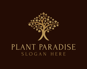 Gold Tree Plant logo design