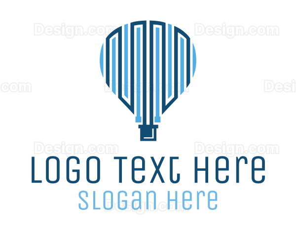 Blue Hot Air Balloon Tech Logo