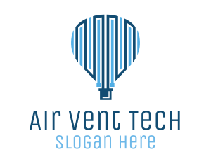 Blue Hot Air Balloon Tech logo design