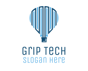 Blue Hot Air Balloon Tech logo design