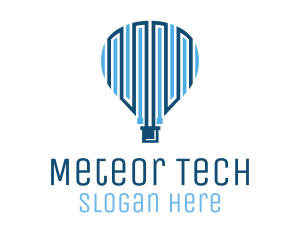 Blue Hot Air Balloon Tech logo design